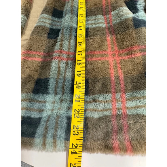 Cato Women's XLarge Faux Fur Blue Brown Pink Plaid Overcoat Barbie Academia - Picture 10 of 13